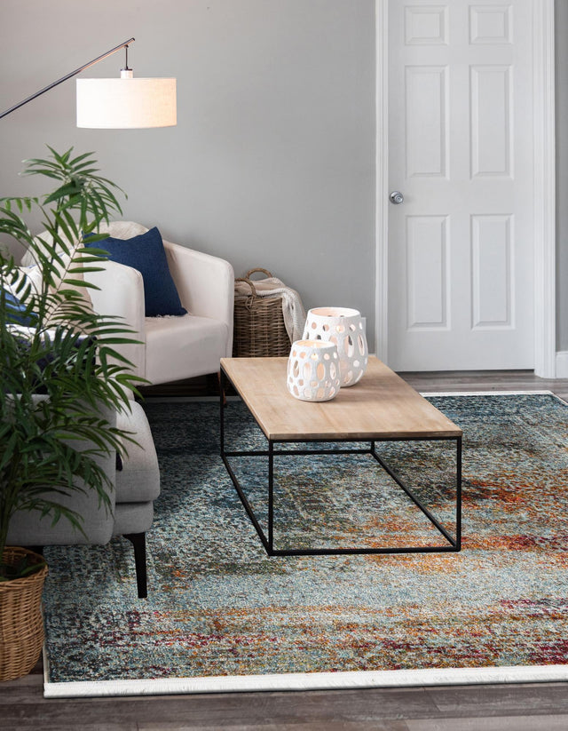 Multicolor 4' 3 x 4' 3 Baracoa Square Area Rug 100% Polypropylene Distressed Vintage Living Dining Room Office Traditional Carpet for Sale at Rug Engine