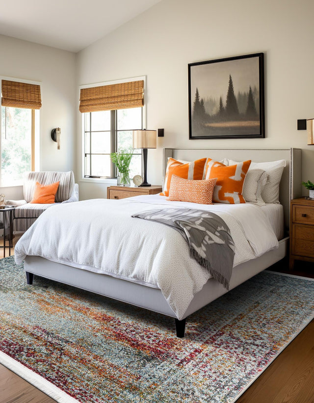 Multicolor 4' 3 x 4' 3 Baracoa Square Area Rug 100% Polypropylene Distressed Vintage Living Dining Room Office Traditional Carpet for Sale at Rug Engine