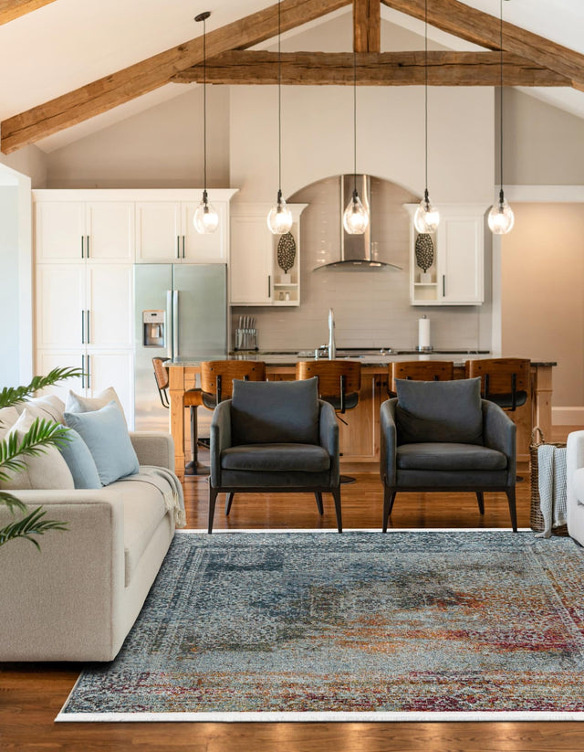 Multicolor 4' 3 x 4' 3 Baracoa Square Area Rug 100% Polypropylene Distressed Vintage Living Dining Room Office Traditional Carpet for Sale at Rug Engine