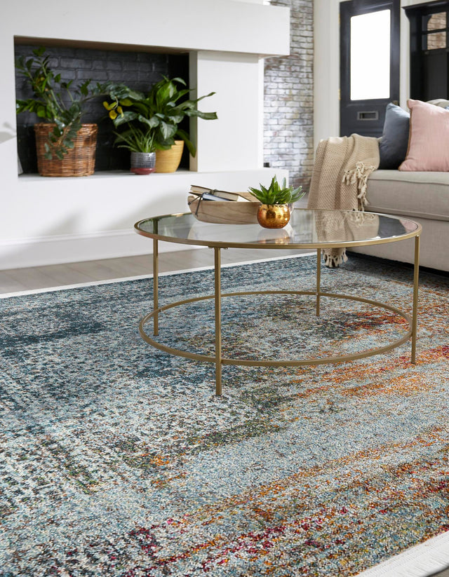 Multicolor 4' 3 x 4' 3 Baracoa Square Area Rug 100% Polypropylene Distressed Vintage Living Dining Room Office Traditional Carpet for Sale at Rug Engine