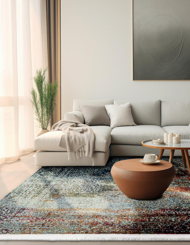 Multicolor 4' 3 x 4' 3 Baracoa Square Area Rug 100% Polypropylene Distressed Vintage Living Dining Room Office Traditional Carpet for Sale at Rug Engine