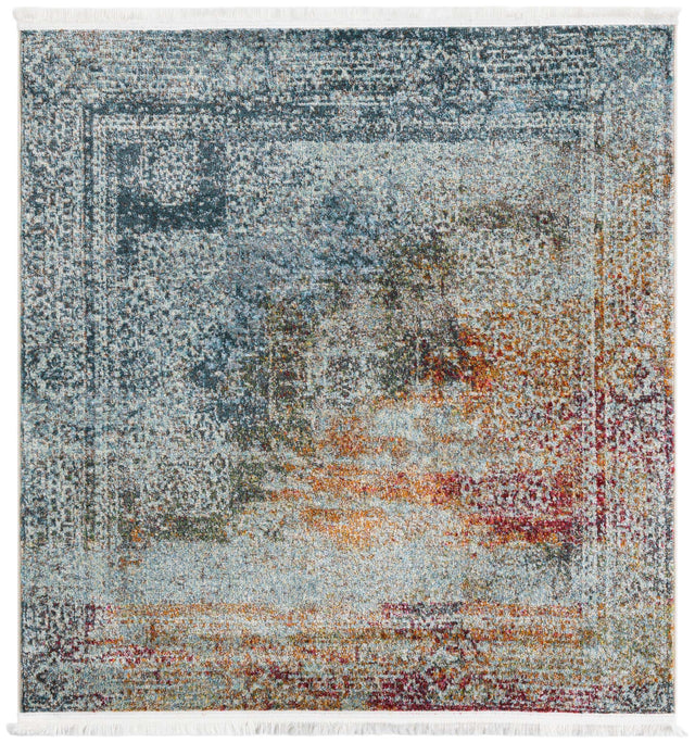 Multicolor 4' 3 x 4' 3 Baracoa Square Area Rug 100% Polypropylene Distressed Vintage Living Dining Room Office Traditional Carpet for Sale at Rug Engine