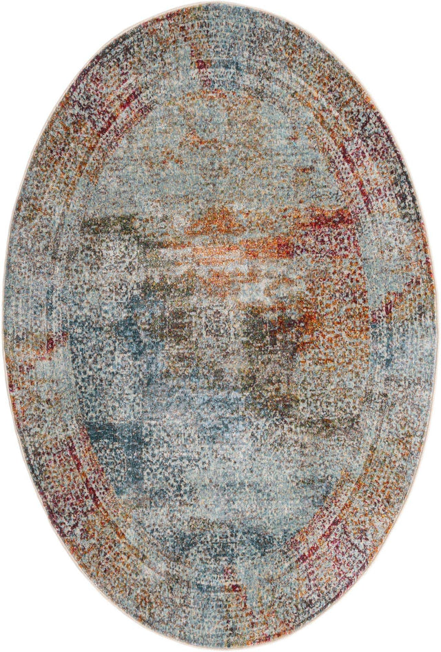 Multicolor 4' 3 x 6' 1 Baracoa Oval Area Rug 100% Polypropylene Distressed Vintage Living Dining Room Office Traditional Carpet for Sale at Rug Engine