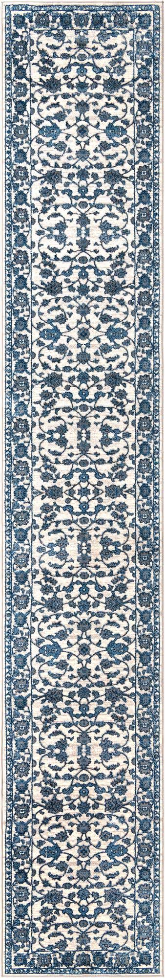 White Blue 3' 3 x 19' 8 Boston Runner Area Rug 55% Polypropylene & 45% Polyester Easy Clean Traditional Classical Carpet for Contemporary Living Dining Room Office Space for Sale at Rug Engine