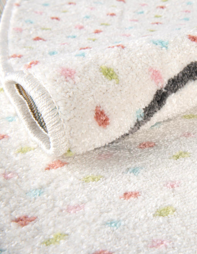 Gray 7' 10 x 7' 10 Whimsy Kids Round Area Rug for Baby Nursery, Toddler Playroom, Bedrooms