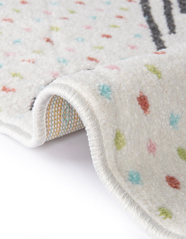 Gray 3' 3 x 3' 3 Whimsy Kids Round Area Rug for Baby Nursery, Toddler Playroom, Bedrooms