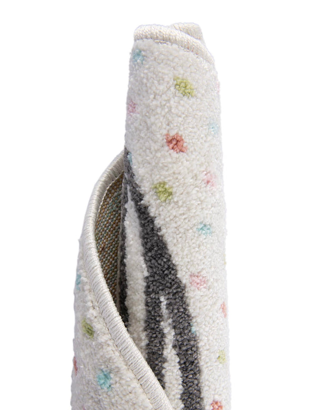 Gray 3' 3 x 3' 3 Whimsy Kids Round Area Rug for Baby Nursery, Toddler Playroom, Bedrooms