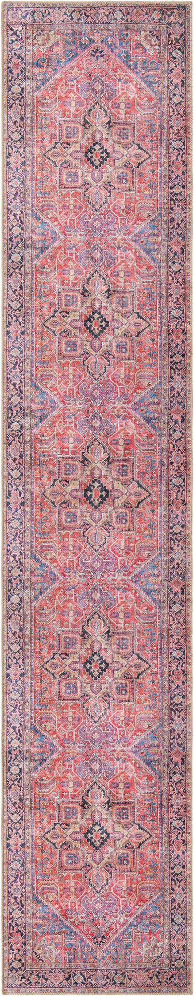 Washable Red 2' 6 x 13' 1 Timeless Runner Area Rug Easy to Clean Stain Resistant & Durable Traditional Classic Vintage Design Carpet for Sale at Rug Engine
