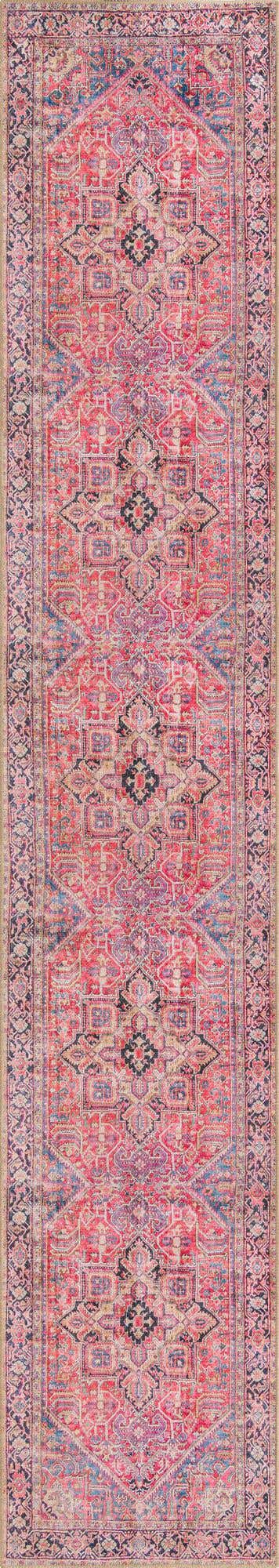 Washable Red 2' 6 x 14' 1 Timeless Runner Area Rug Easy to Clean Stain Resistant & Durable Traditional Classic Vintage Design Carpet for Sale at Rug Engine