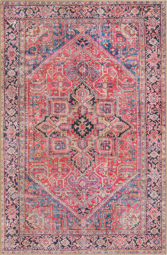 Washable Red 4' 1 x 6' 1 Timeless Rectangle Area Rug Easy to Clean Stain Resistant & Durable Traditional Classic Vintage Design Carpet for Sale at Rug Engine