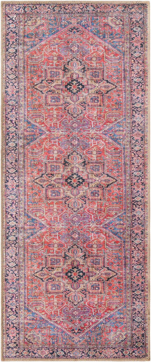 Washable Red 2' x 5' 1 Timeless Runner Area Rug Easy to Clean Stain Resistant & Durable Traditional Classic Vintage Design Carpet for Sale at Rug Engine