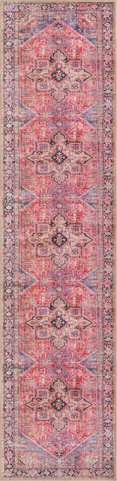 Washable Red 2' x 8' Timeless Runner Area Rug Easy to Clean Stain Resistant & Durable Traditional Classic Vintage Design Carpet for Sale at Rug Engine