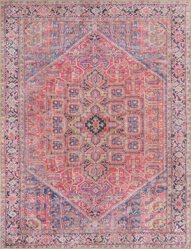 Washable Red 7' 10 x 10' Timeless Rectangle Area Rug Easy to Clean Stain Resistant & Durable Traditional Classic Vintage Design Carpet for Sale at Rug Engine
