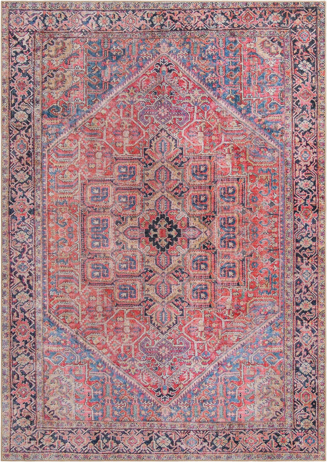 Washable Red 7' 10 x 11' Timeless Rectangle Area Rug Easy to Clean Stain Resistant & Durable Traditional Classic Vintage Design Carpet for Sale at Rug Engine