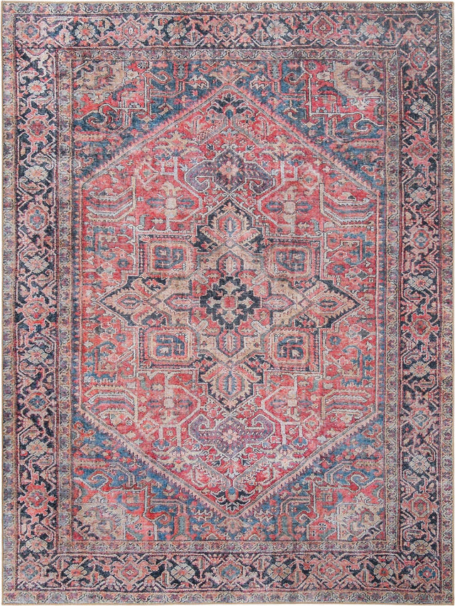 Washable Red 9' x 12' Timeless Rectangle Area Rug Easy to Clean Stain Resistant & Durable Traditional Classic Vintage Design Carpet for Sale at Rug Engine