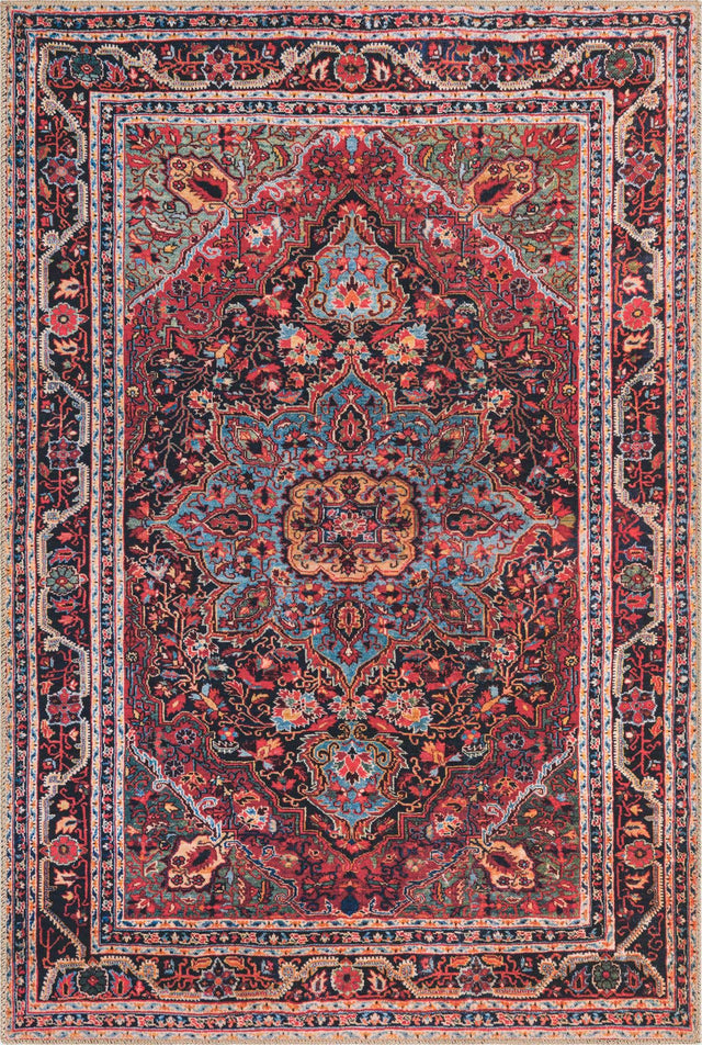 Washable Burgundy 4' 1 x 6' 1 Timeless Rectangle Area Rug Easy to Clean Stain Resistant & Durable Traditional Classic Vintage Design Carpet for Sale at Rug Engine