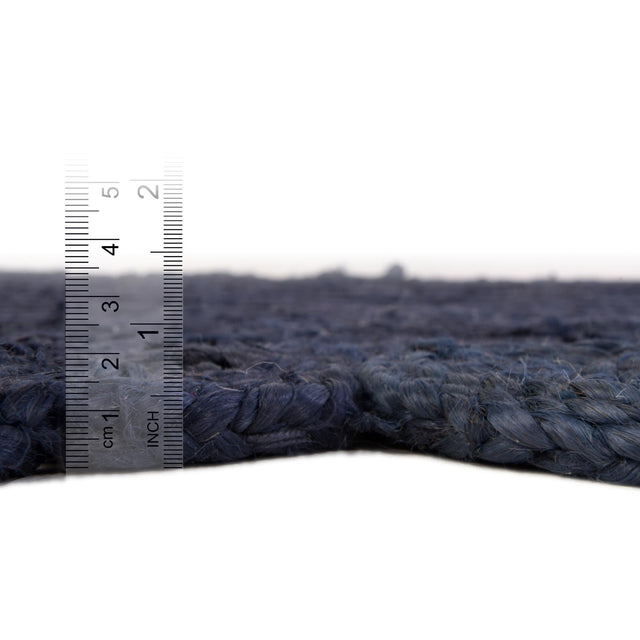 Navy Blue 5' 1 x 5' 1 Braided Jute Round Rug