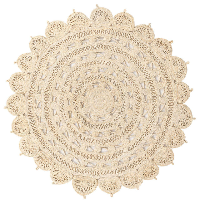 Ivory 6' 1 x 6' 1 Braided Jute Round Area Rug 100% Jute Hand Braided Natural Eco-Friendly Boho Style Carpet for Living Rooms Dining Office Space Dorms for Sale at Rug Engine