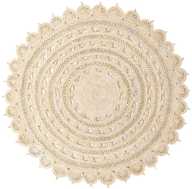 Ivory 7' 10 x 7' 10 Braided Jute Round Area Rug 100% Jute Hand Braided Natural Eco-Friendly Boho Style Carpet for Living Rooms Dining Office Space Dorms for Sale at Rug Engine