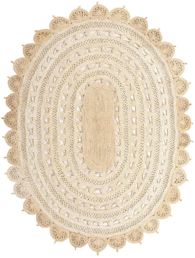 Ivory 7' 10 x 10' Braided Jute Oval Area Rug 100% Jute Hand Braided Natural Eco-Friendly Boho Style Carpet for Living Rooms Dining Office Space Dorms for Sale at Rug Engine