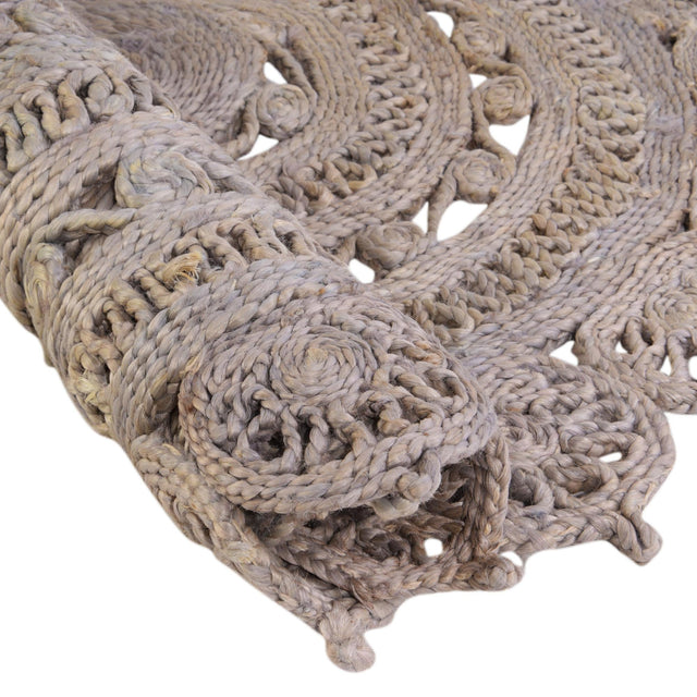 Gray 4' 1 x 4' 1 Braided Jute Round Area Rug 100% Jute Hand Braided Natural Eco-Friendly Boho Style Carpet for Living Rooms Dining Office Space Dorms for Sale at Rug Engine