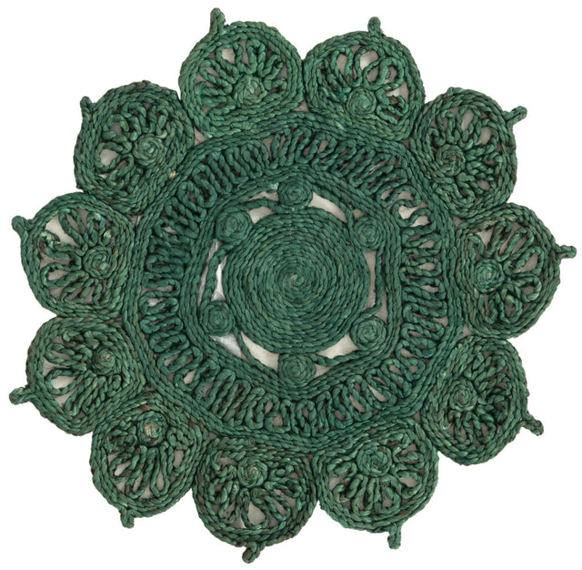 Hunter Green 2' x 2' Braided Jute Round Area Rug 100% Jute Hand Braided Natural Eco-Friendly Boho Style Carpet for Living Rooms Dining Office Space Dorms for Sale at Rug Engine