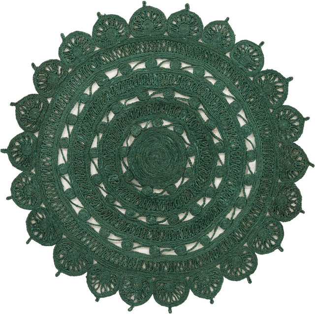 Hunter Green 5' 1 x 5' 1 Braided Jute Round Area Rug 100% Jute Hand Braided Natural Eco-Friendly Boho Style Carpet for Living Rooms Dining Office Space Dorms for Sale at Rug Engine