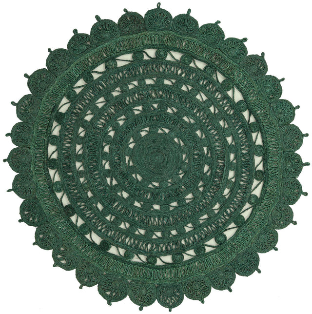Hunter Green 6' 1 x 6' 1 Braided Jute Round Area Rug 100% Jute Hand Braided Natural Eco-Friendly Boho Style Carpet for Living Rooms Dining Office Space Dorms for Sale at Rug Engine