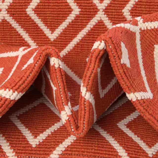 Rust Red 7' 10 x 7' 10 Outdoor Trellis Square Area Rug Weather Resistant for Patio, Deck, Terrace, Balcony, Porch Geometric Design Water Safe Outside Carpet for Sale at Rug Engine