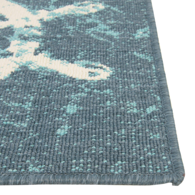 Navy Blue 5' 3 x 8' Outdoor Coastal Rectangle Area Rug Weather Resistant for Patio, Deck, Terrace, Balcony, Porch 100% Polypropylene Coastal Decor Carpet for Sale at Rug Engine