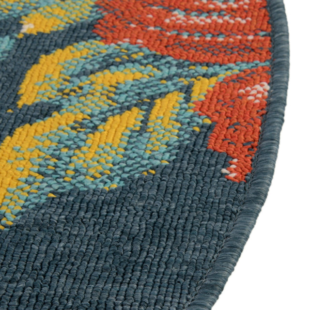 Multicolor 4' 1 x 4' 1 Outdoor Coastal Round Area Rug Weather Resistant for Patio, Deck, Terrace, Balcony, Porch 100% Polypropylene Coastal Decor Carpet for Sale at Rug Engine