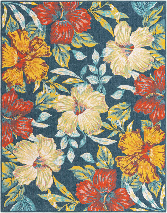 Multicolor 7' 10 x 10' Outdoor Coastal Rectangle Area Rug Weather Resistant for Patio, Deck, Terrace, Balcony, Porch 100% Polypropylene Coastal Decor Carpet for Sale at Rug Engine