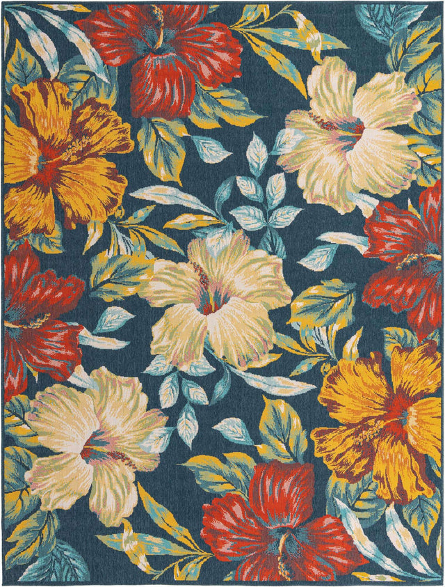Multicolor 9' x 12' Outdoor Coastal Rectangle Area Rug Weather Resistant for Patio, Deck, Terrace, Balcony, Porch 100% Polypropylene Coastal Decor Carpet for Sale at Rug Engine