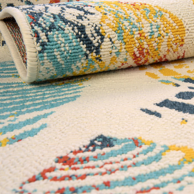 Multicolor 7' 1 x 7' 1 Outdoor Coastal Round Area Rug Weather Resistant for Patio, Deck, Terrace, Balcony, Porch 100% Polypropylene Coastal Decor Carpet for Sale at Rug Engine
