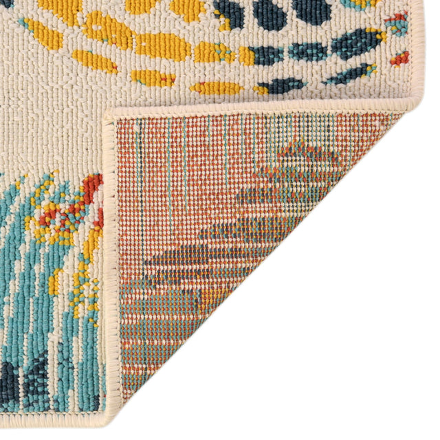 Multicolor 7' 10 x 7' 10 Outdoor Coastal Square Area Rug Weather Resistant for Patio, Deck, Terrace, Balcony, Porch 100% Polypropylene Coastal Decor Carpet for Sale at Rug Engine