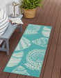 Teal 2' x 6' 1 Outdoor Coastal Runner Area Rug Weather Resistant for Patio, Deck, Terrace, Balcony, Porch