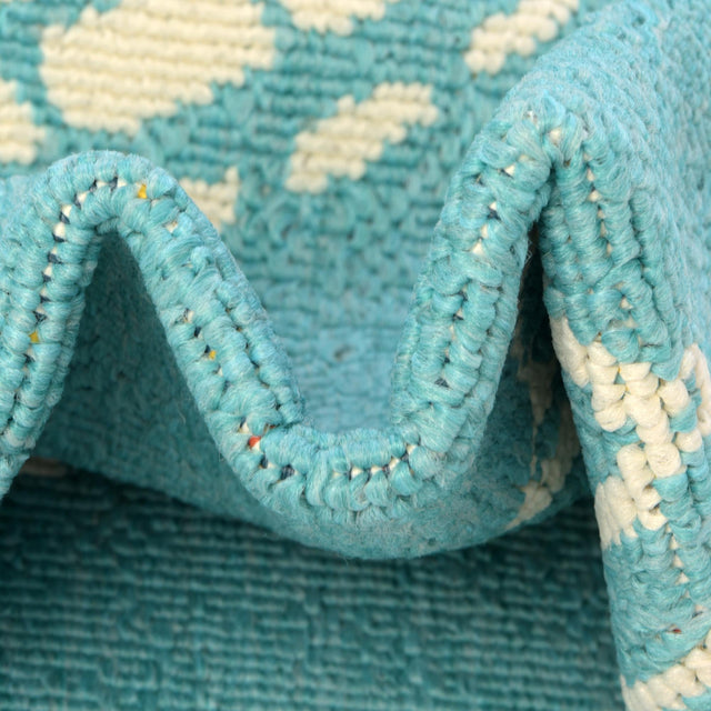 Teal 4' 1 x 4' 1 Outdoor Coastal Round Area Rug Weather Resistant for Patio, Deck, Terrace, Balcony, Porch 100% Polypropylene Coastal Decor Carpet for Sale at Rug Engine