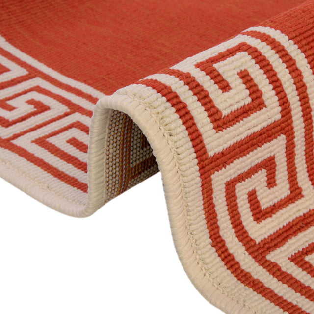 Rust Red 9' x 12' Outdoor Coastal Rectangle Area Rug Weather Resistant for Patio, Deck, Terrace, Balcony, Porch 100% Polypropylene Coastal Decor Carpet for Sale at Rug Engine