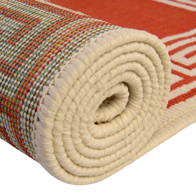 Rust Red 4' 1 x 6' 1 Outdoor Coastal Rectangle Area Rug Weather Resistant for Patio, Deck, Terrace, Balcony, Porch 100% Polypropylene Coastal Decor Carpet for Sale at Rug Engine