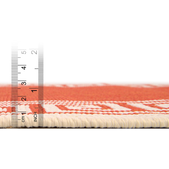 Rust Red 2' x 6' 1 Outdoor Coastal Runner Area Rug Weather Resistant for Patio, Deck, Terrace, Balcony, Porch 100% Polypropylene Coastal Decor Carpet for Sale at Rug Engine