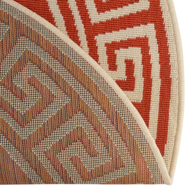 Rust Red 4' 1 x 4' 1 Outdoor Coastal Round Area Rug Weather Resistant for Patio, Deck, Terrace, Balcony, Porch 100% Polypropylene Coastal Decor Carpet for Sale at Rug Engine