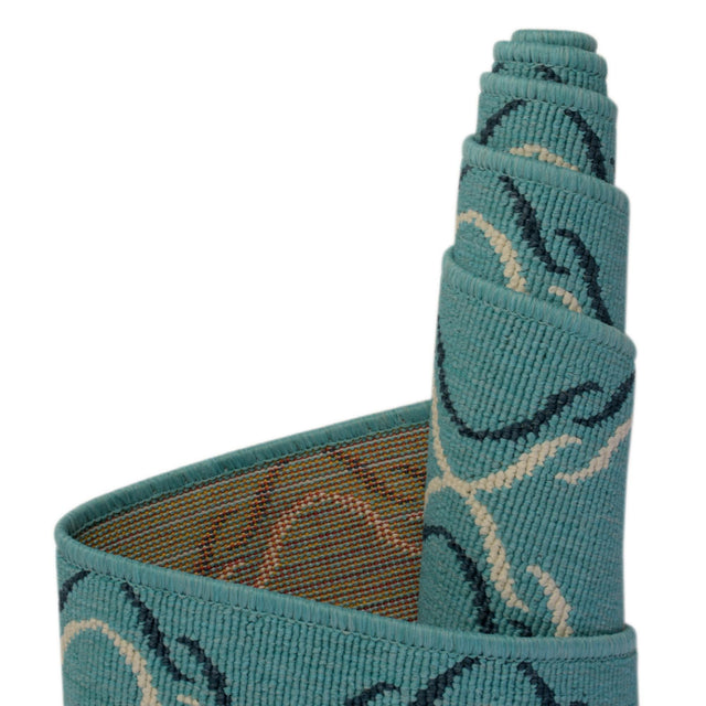 Teal 7' 10 x 7' 10 Outdoor Trellis Square Area Rug Weather Resistant for Patio, Deck, Terrace, Balcony, Porch Geometric Design Water Safe Outside Carpet for Sale at Rug Engine