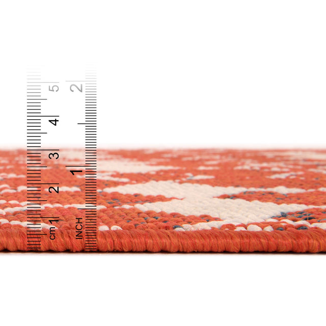 Rust Red 7' 10 x 7' 10 Outdoor Trellis Square Area Rug Weather Resistant for Patio, Deck, Terrace, Balcony, Porch Geometric Design Water Safe Outside Carpet for Sale at Rug Engine