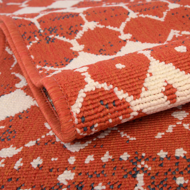 Rust Red 7' 10 x 7' 10 Outdoor Trellis Square Area Rug Weather Resistant for Patio, Deck, Terrace, Balcony, Porch Geometric Design Water Safe Outside Carpet for Sale at Rug Engine
