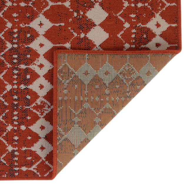 Rust Red 7' 10 x 7' 10 Outdoor Trellis Square Area Rug Weather Resistant for Patio, Deck, Terrace, Balcony, Porch Geometric Design Water Safe Outside Carpet for Sale at Rug Engine