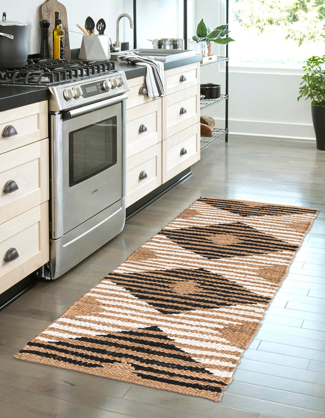 Natural Black 2' x 6' 1 Chindi Jute Runner Area Rug Interior Design Home Decor Carpet Mat for Sale at Rug Engine
