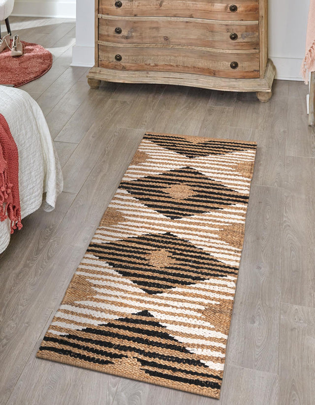 Natural Black 2' 7 x 8' Chindi Jute Runner Area Rug Interior Design Home Decor Carpet Mat for Sale at Rug Engine