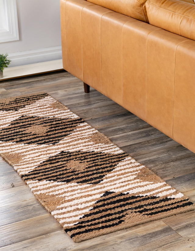 Natural Black 2' 7 x 8' Chindi Jute Runner Area Rug Interior Design Home Decor Carpet Mat for Sale at Rug Engine