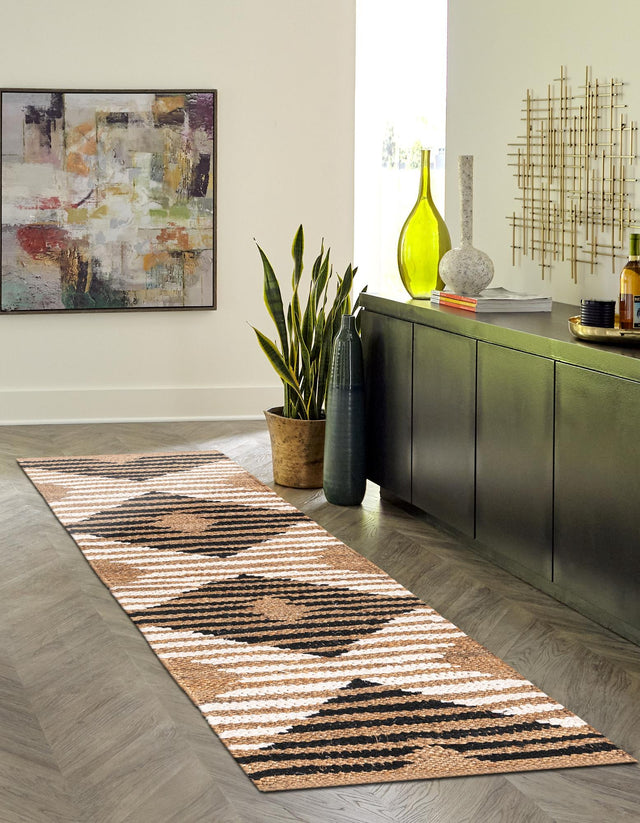 Natural Black 2' 7 x 8' Chindi Jute Runner Area Rug Interior Design Home Decor Carpet Mat for Sale at Rug Engine