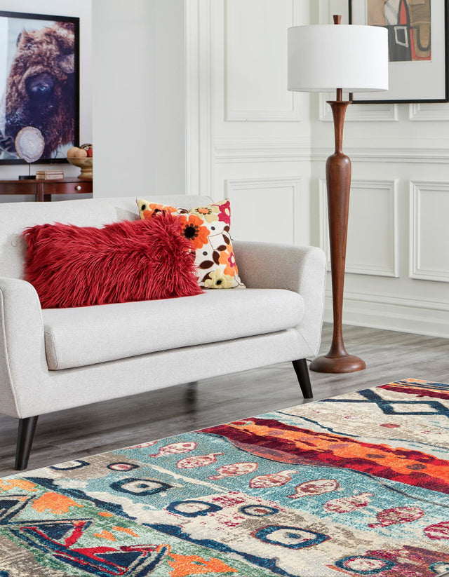 Multicolor 4' 1 x 6' 1 Vivid Rectangle Area Rug Colorful Modern Unique Indoor Easy Clean Durable Carpet Mat for Home Interior Design & Decor for Sale at Rug Engine